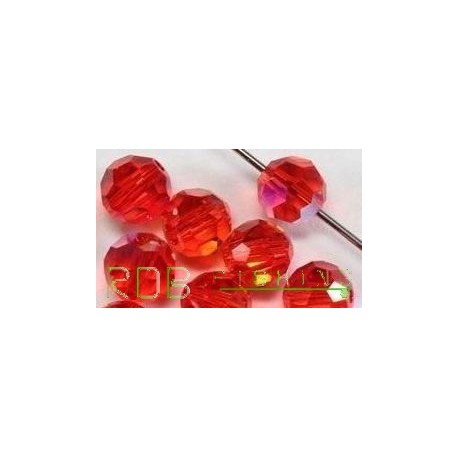 Perles a facettes en verre RDB rouge