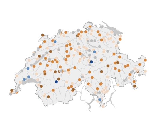 Débits et niveaux d'eau des lacs et cours d'eau Suisses